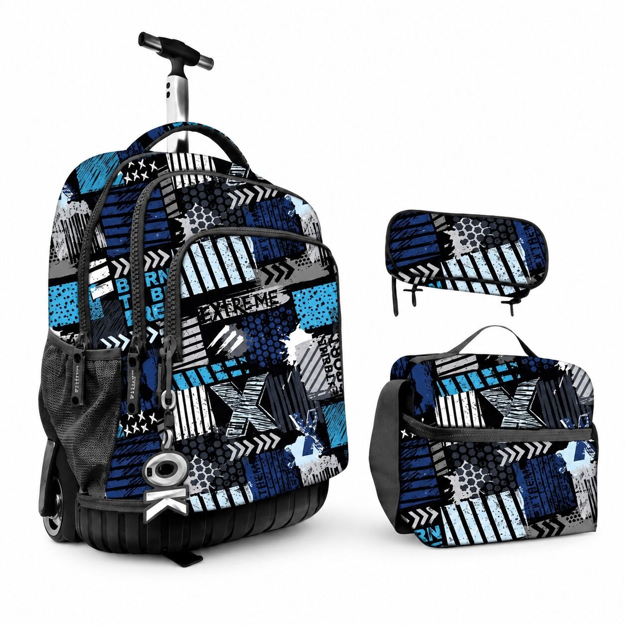 Pack Trolley 18 Pouces + Sac À Goûter Isotherme + Trousse 2 Zips - Garçon Motif 6
